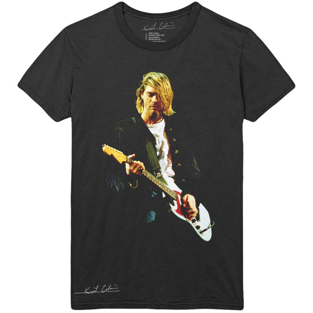 Kurt Cobain - Guitar Photo Colour Tshirt Homme - Noir